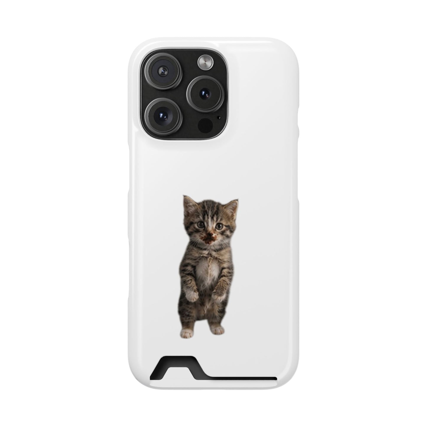 Cute Standing Kitten Phone Case with Card Holder