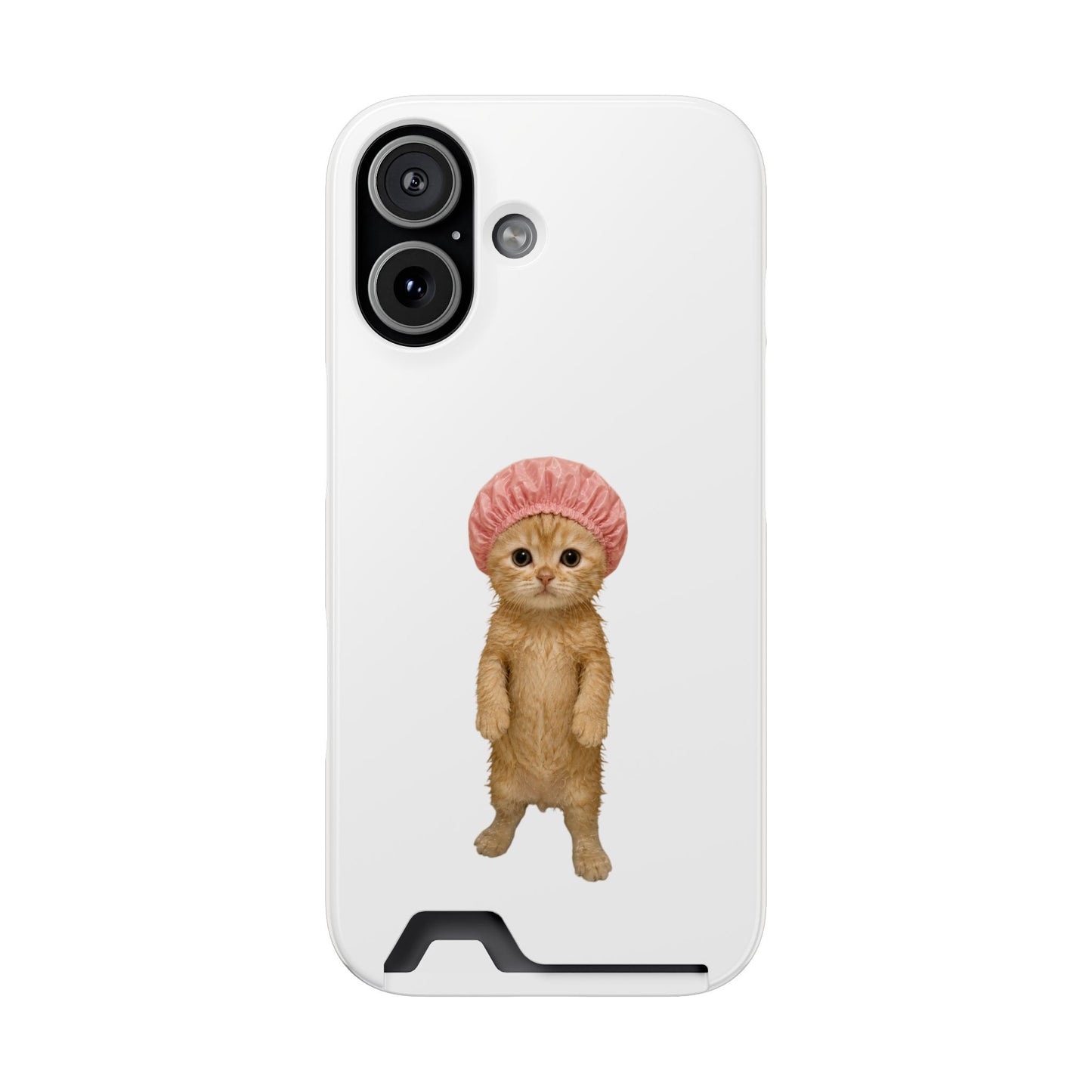Cute Cat Shower Cap Phone Card Case