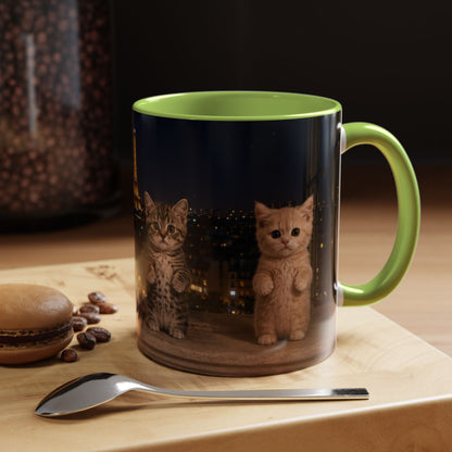 Paris Kittens Coffee Mug — Cute Cat Nightscape Accent Mug (11/15 oz)