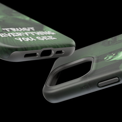 Phone Case 'Trust Everything You See' Green Dog Photo Magnetic Impact-Resistant Case