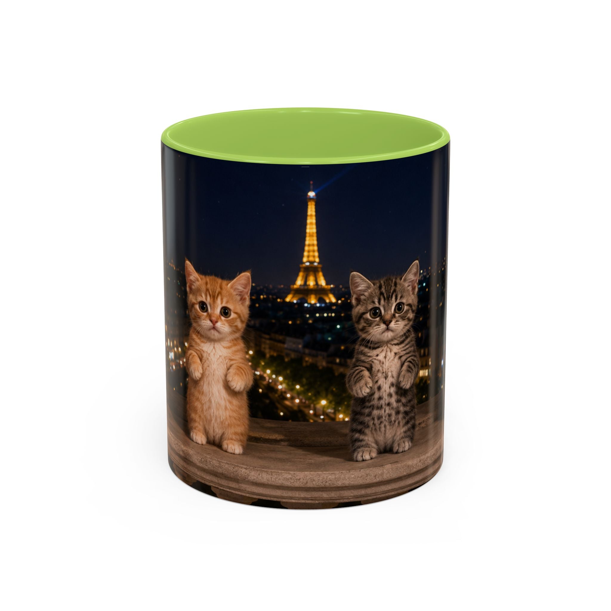Paris Kittens Coffee Mug — Cute Cat Nightscape Accent Mug (11/15 oz)