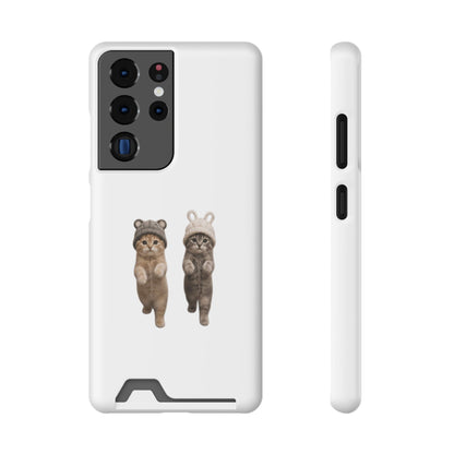Kawaii Cats with Bear & Bunny  Cute Cat Duo Phone Card Case
