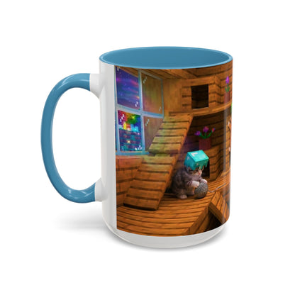 Cozy Cat Tree Accent Coffee Mug — Cute Kitten Window Scene (11/15 oz)