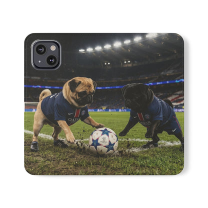 Flip Phone Case — Cute Soccer Pugs Design Wallet Cover