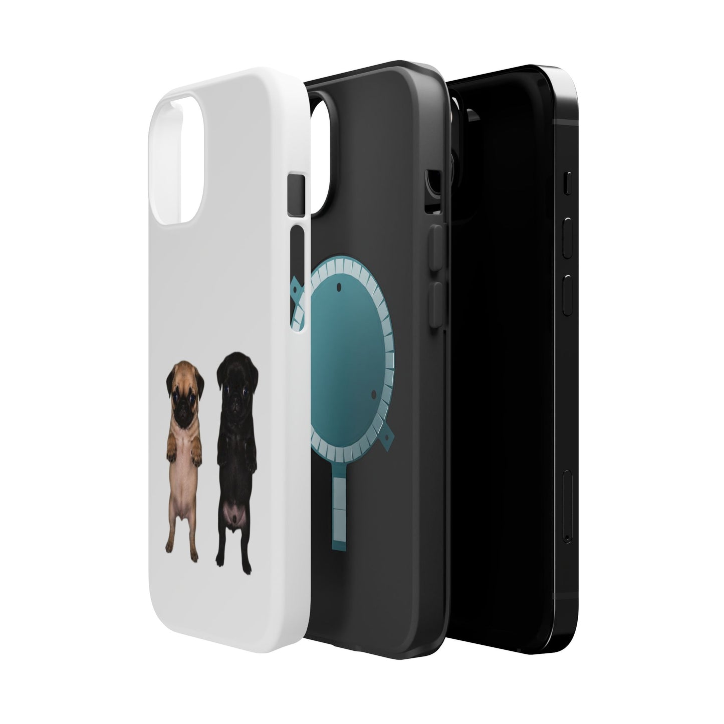 Cute Standing Pug Duo Magnetic Impact-Resistant Phone Case