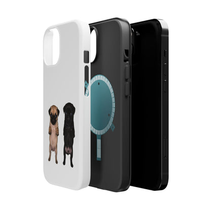 Cute Standing Pug Duo Magnetic Impact-Resistant Phone Case