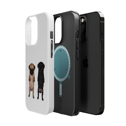 Cute Standing Pug Duo Magnetic Impact-Resistant Phone Case