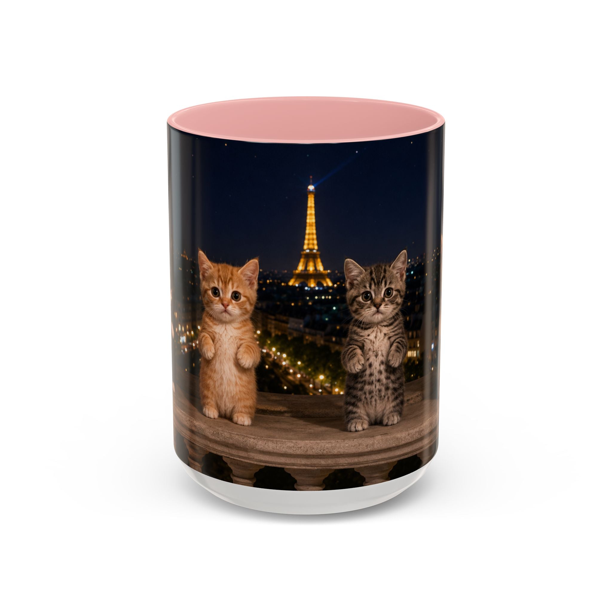 Paris Kittens Coffee Mug — Cute Cat Nightscape Accent Mug (11/15 oz)