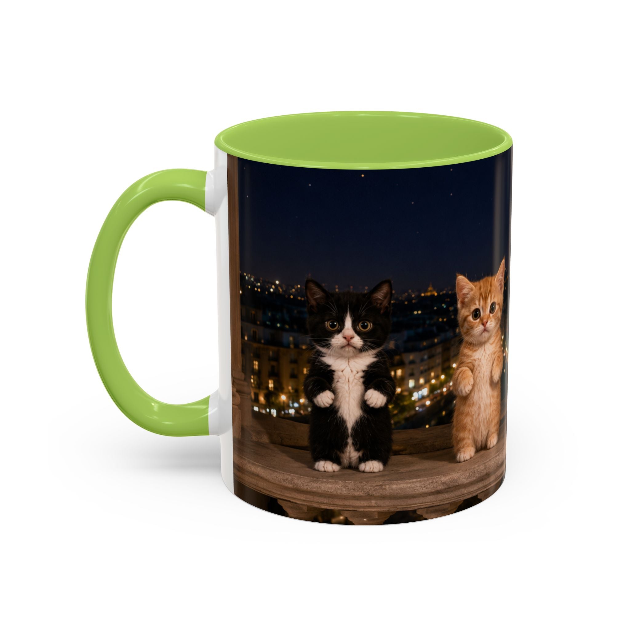 Paris Kittens Coffee Mug — Cute Cat Nightscape Accent Mug (11/15 oz)