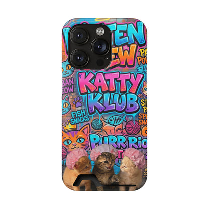 Cat Crew Katty Klub Phone Card Case — Cute Graffiti Kitten Wallet Phone Case