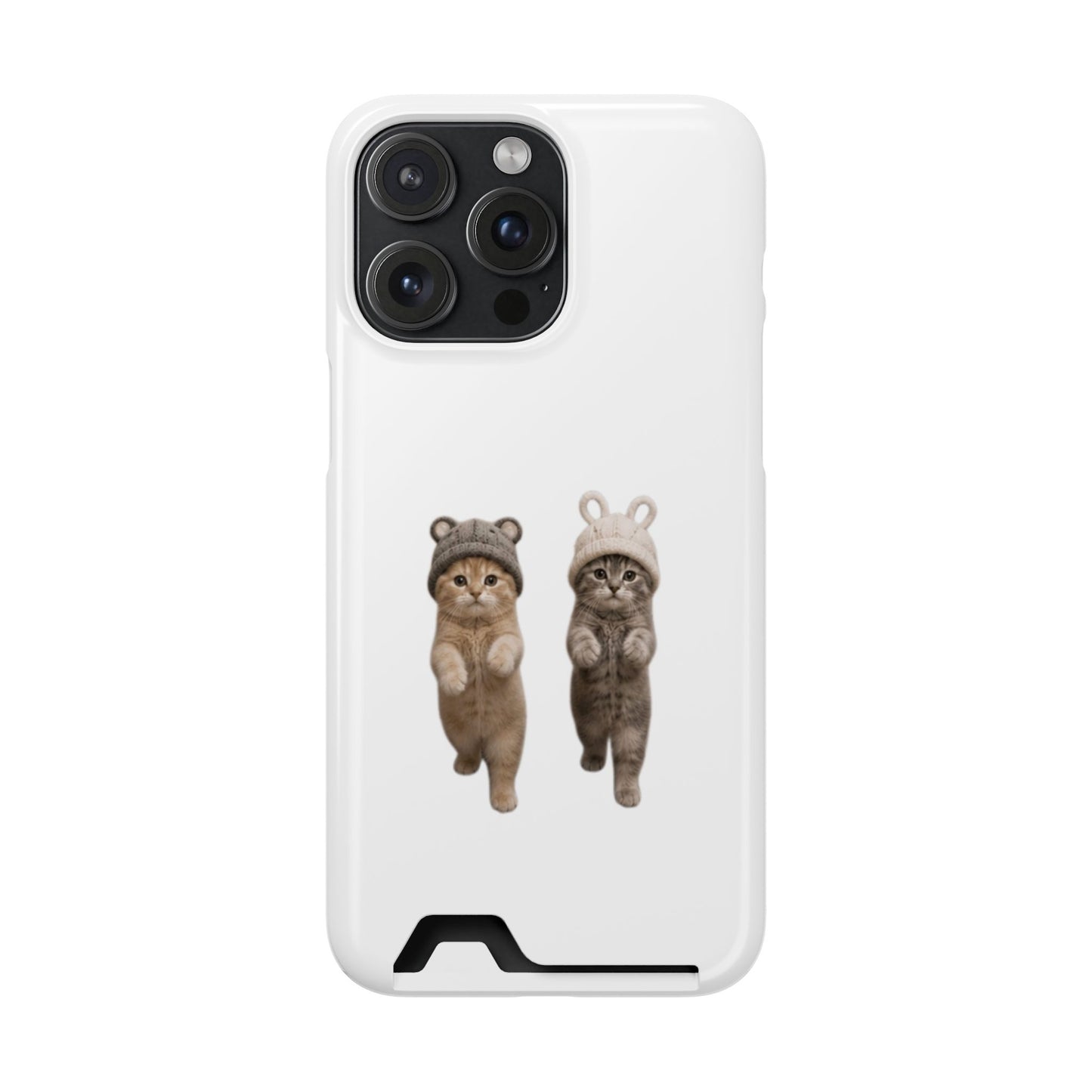 Kawaii Cats with Bear & Bunny  Cute Cat Duo Phone Card Case