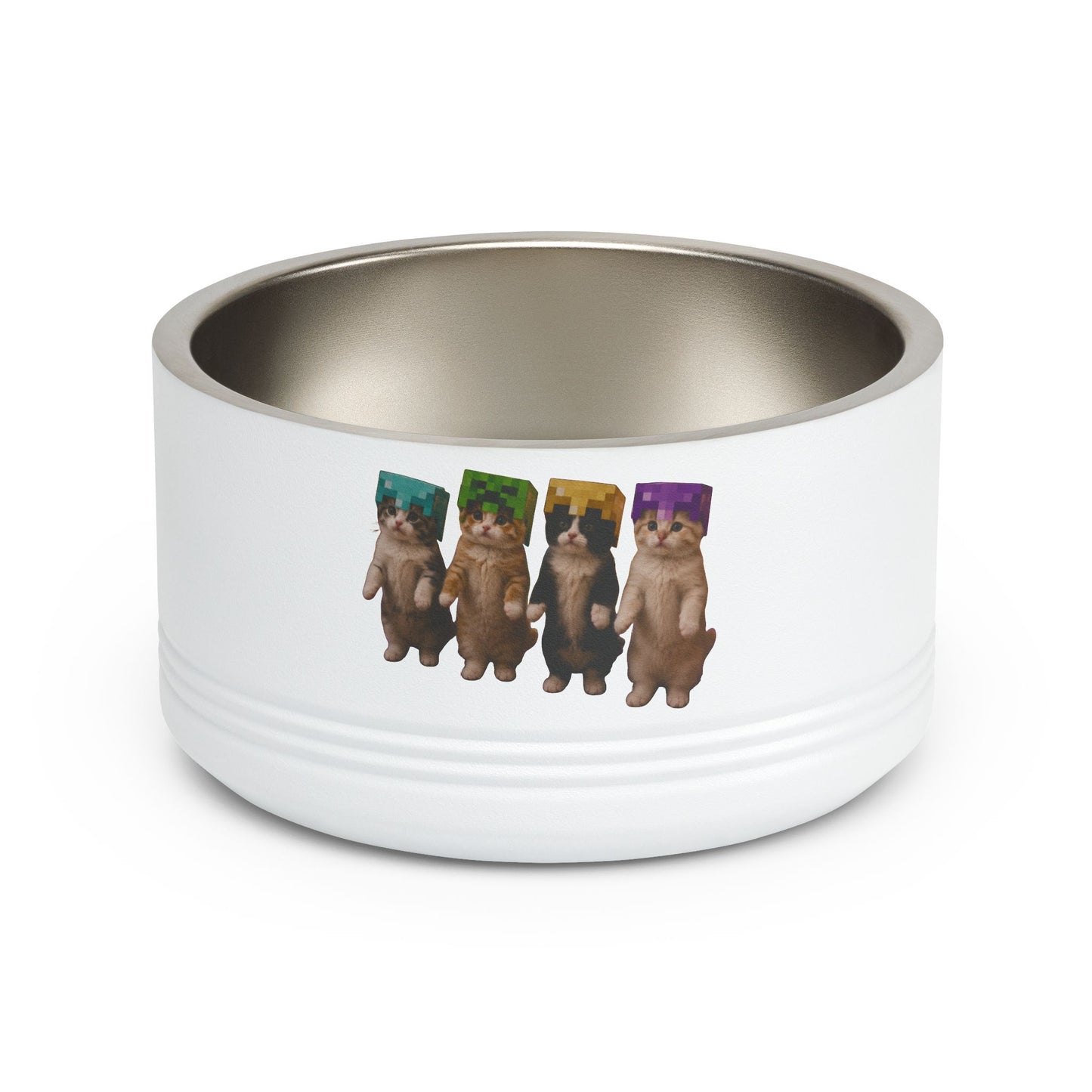 Cute Dancing Kittens Minecraft Helmet Stainless Pet Bowl (18 oz)