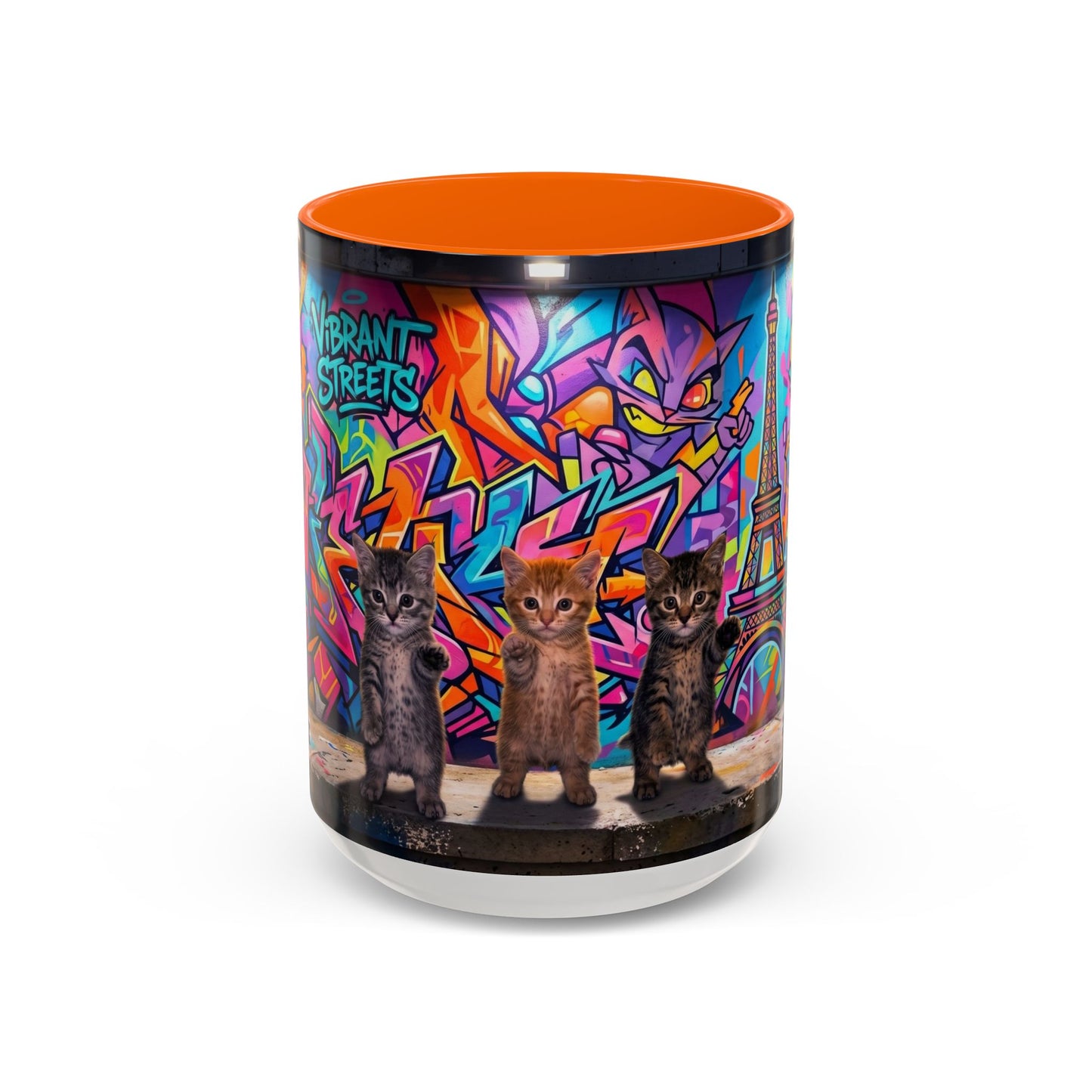 Street Kitties Graffiti Coffee Mug — Colorful Cat Art Accent Mug (11/15oz)