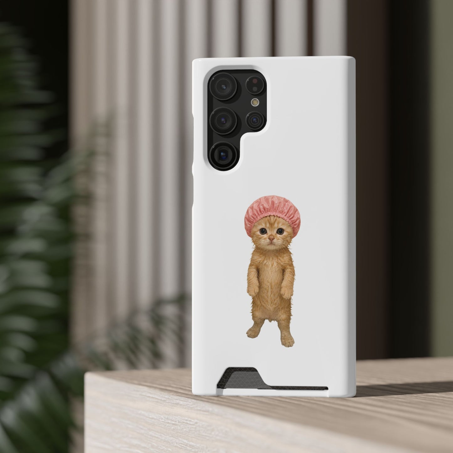 Cute Cat Shower Cap Phone Card Case