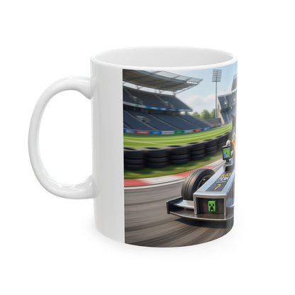 Racing Kittens Ceramic Mug (11oz, 15oz) – Cute Cat Formula Car Coffee Cup