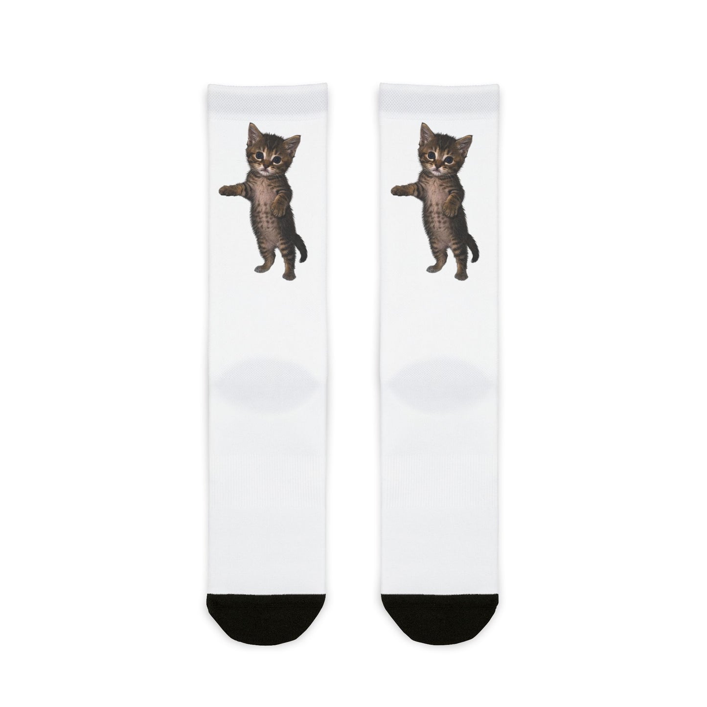 Cute Standing Kitten Sublimation Crew Socks
