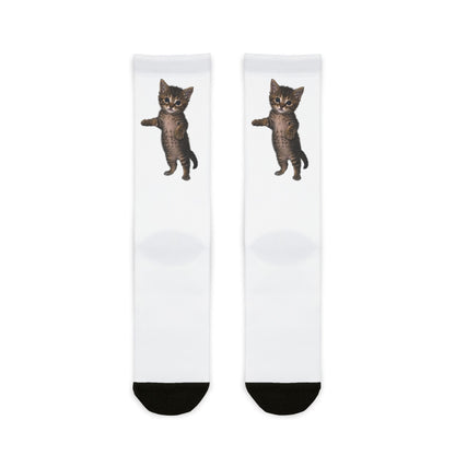 Cute Standing Kitten Sublimation Crew Socks