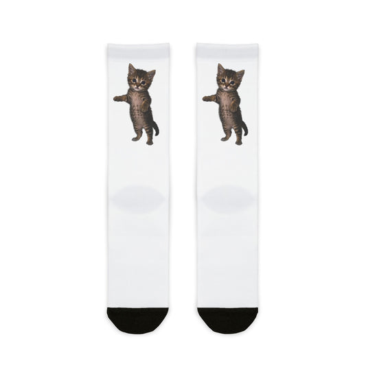 Cute Standing Kitten Sublimation Crew Socks