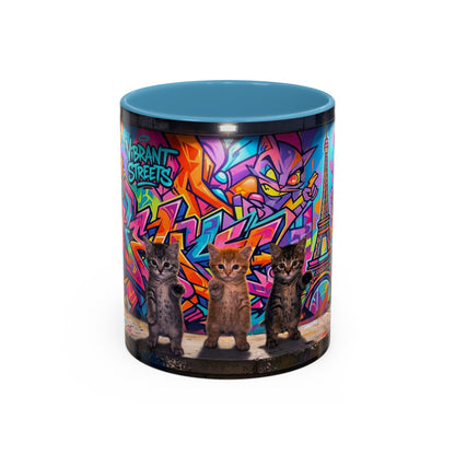 Street Kitties Graffiti Coffee Mug — Colorful Cat Art Accent Mug (11/15oz)