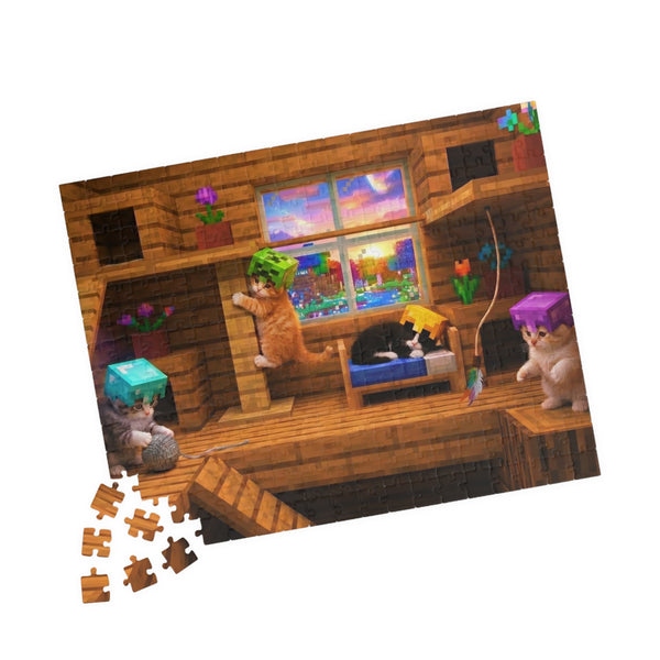 Cozy Cat Cabin Jigsaw Puzzle — Cute Cats in a Wooden Loft (110–1014 pcs)