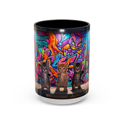 Street Kitties Graffiti Coffee Mug — Colorful Cat Art Accent Mug (11/15oz)
