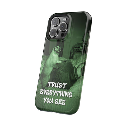 Phone Case 'Trust Everything You See' Green Dog Photo Magnetic Impact-Resistant Case