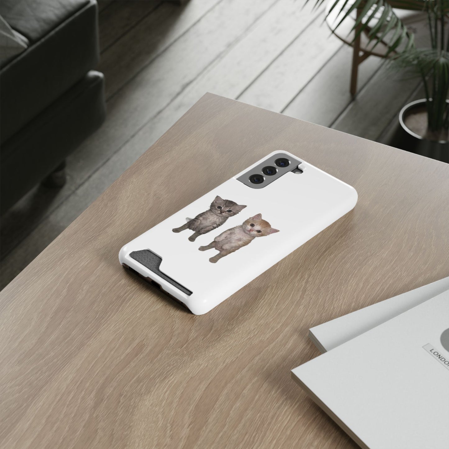 Duo Cute Kitten Phone Case with Card Holder