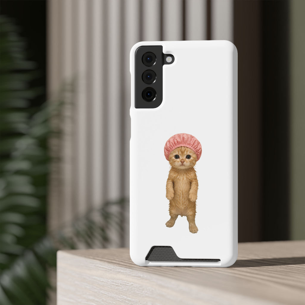 Cute Cat Shower Cap Phone Card Case