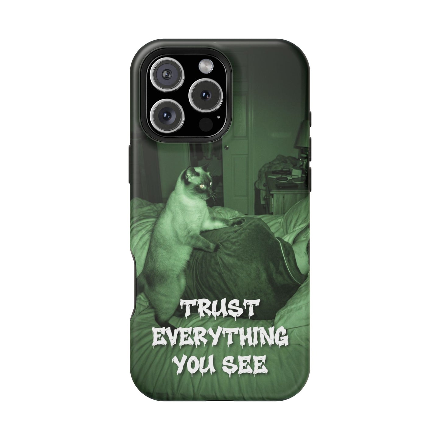 Phone Case 'Trust Everything You See' Green Dog Photo Magnetic Impact-Resistant Case