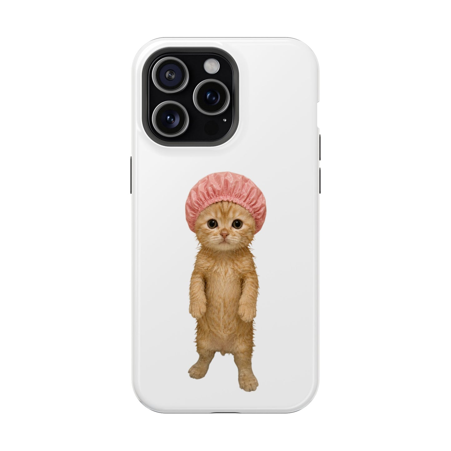 Cute Kitten in Shower Cap Magnetic Impact-Resistant Phone Case