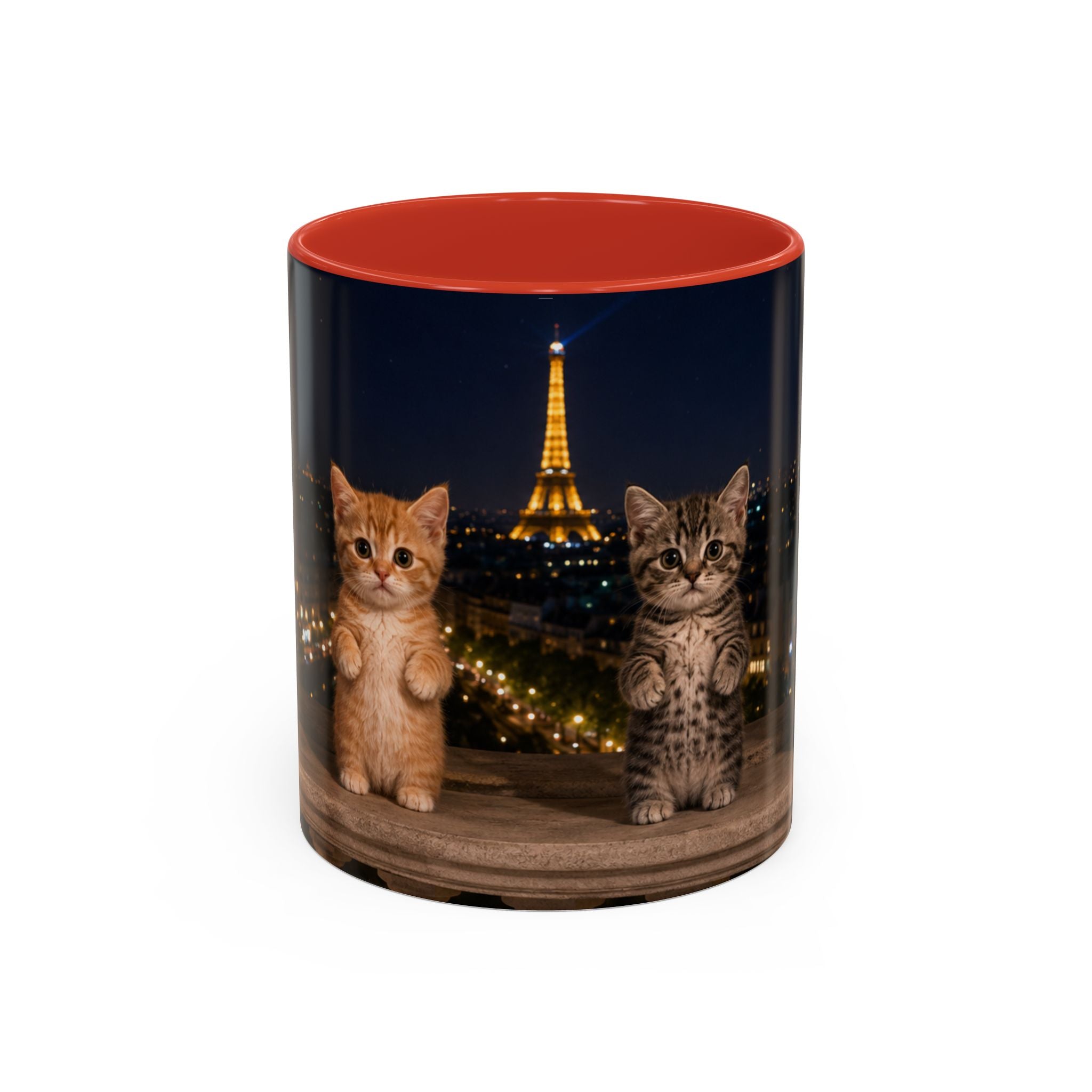 Paris Kittens Coffee Mug — Cute Cat Nightscape Accent Mug (11/15 oz)