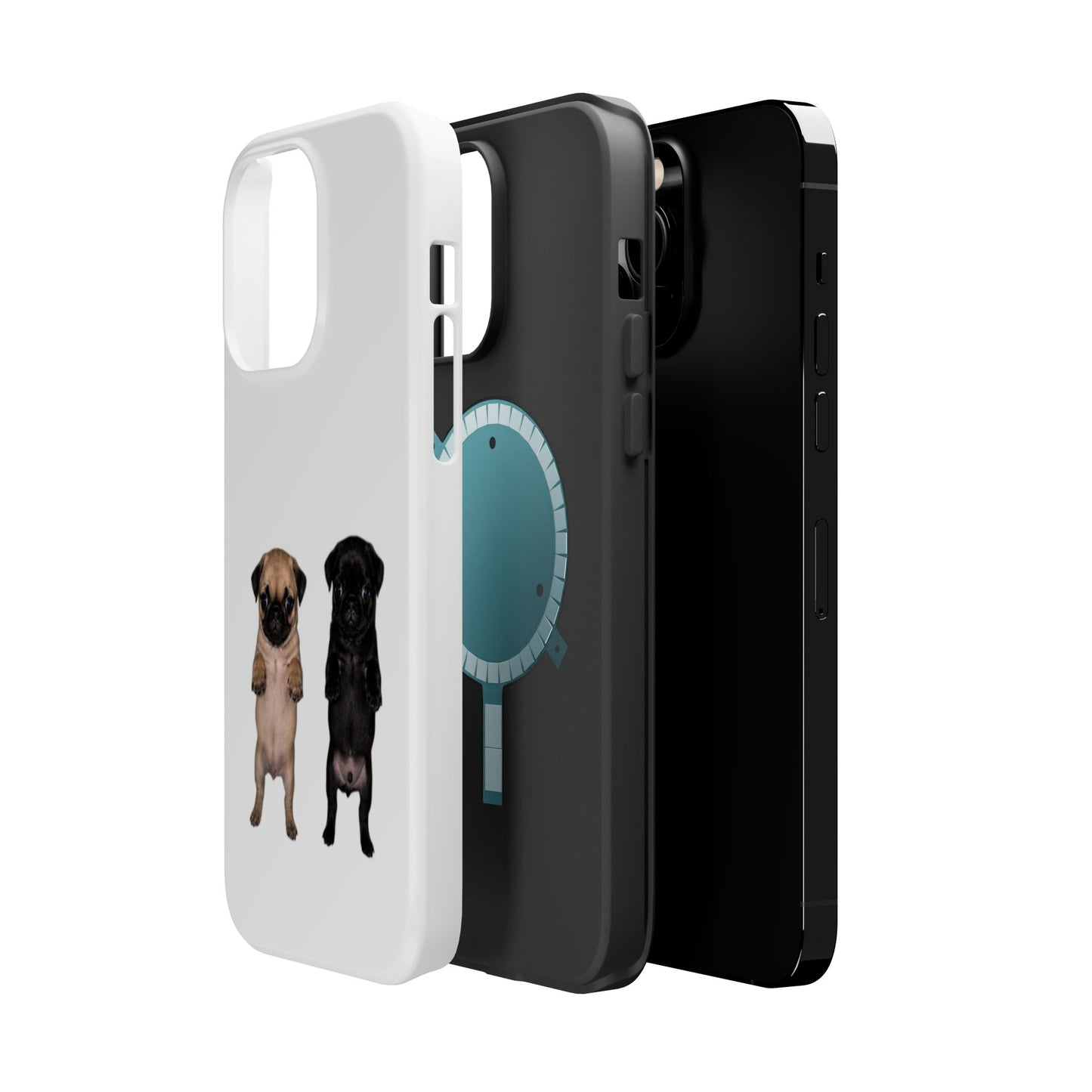 Cute Standing Pug Duo Magnetic Impact-Resistant Phone Case