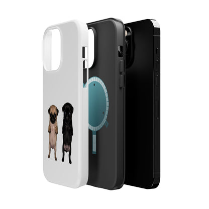Cute Standing Pug Duo Magnetic Impact-Resistant Phone Case