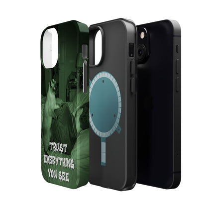 Phone Case 'Trust Everything You See' Green Dog Photo Magnetic Impact-Resistant Case