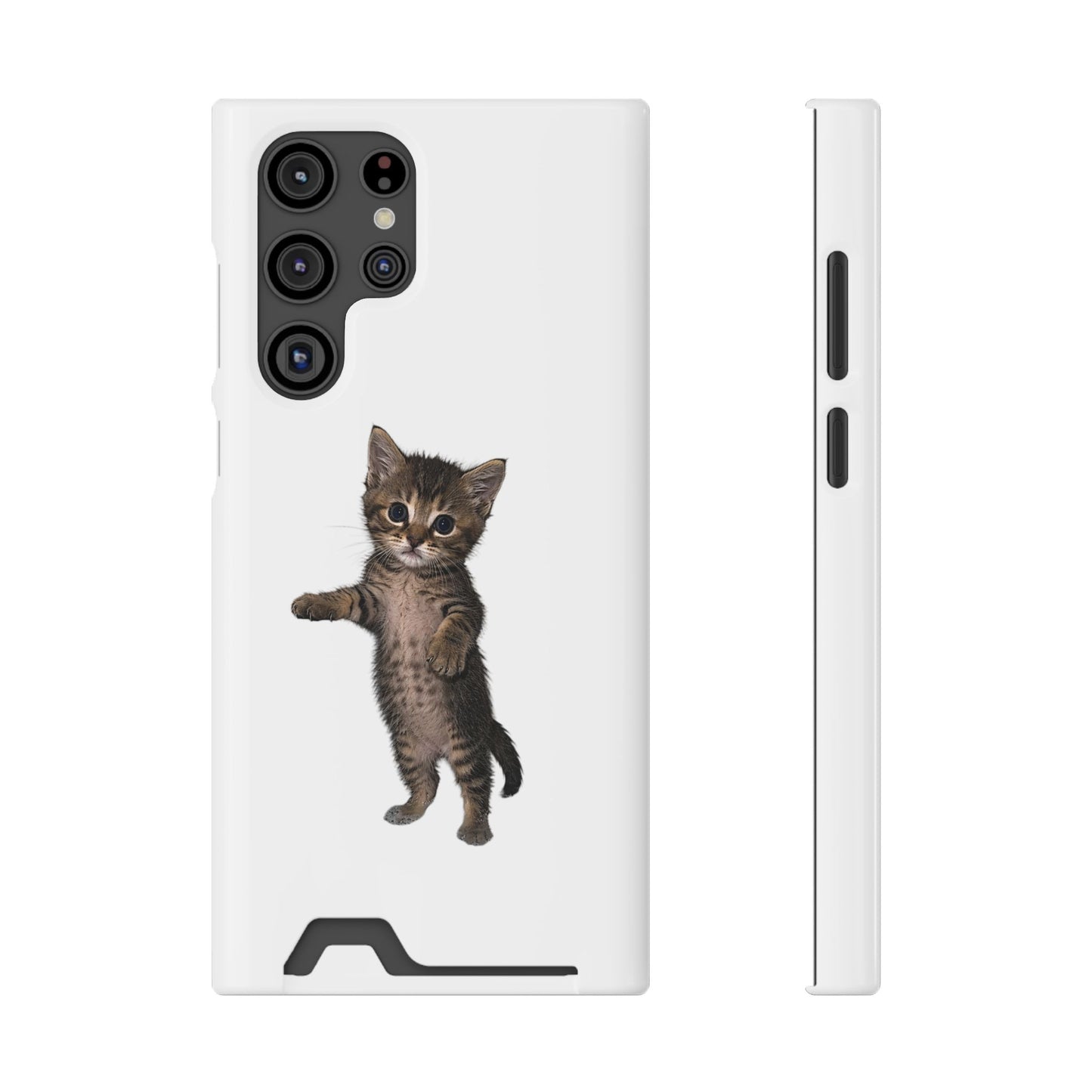 Cute Standing Kitten Phone Case with Card Holder