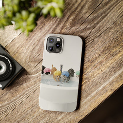 Slim Phone Case — Cute Kittens in Bathtub Design