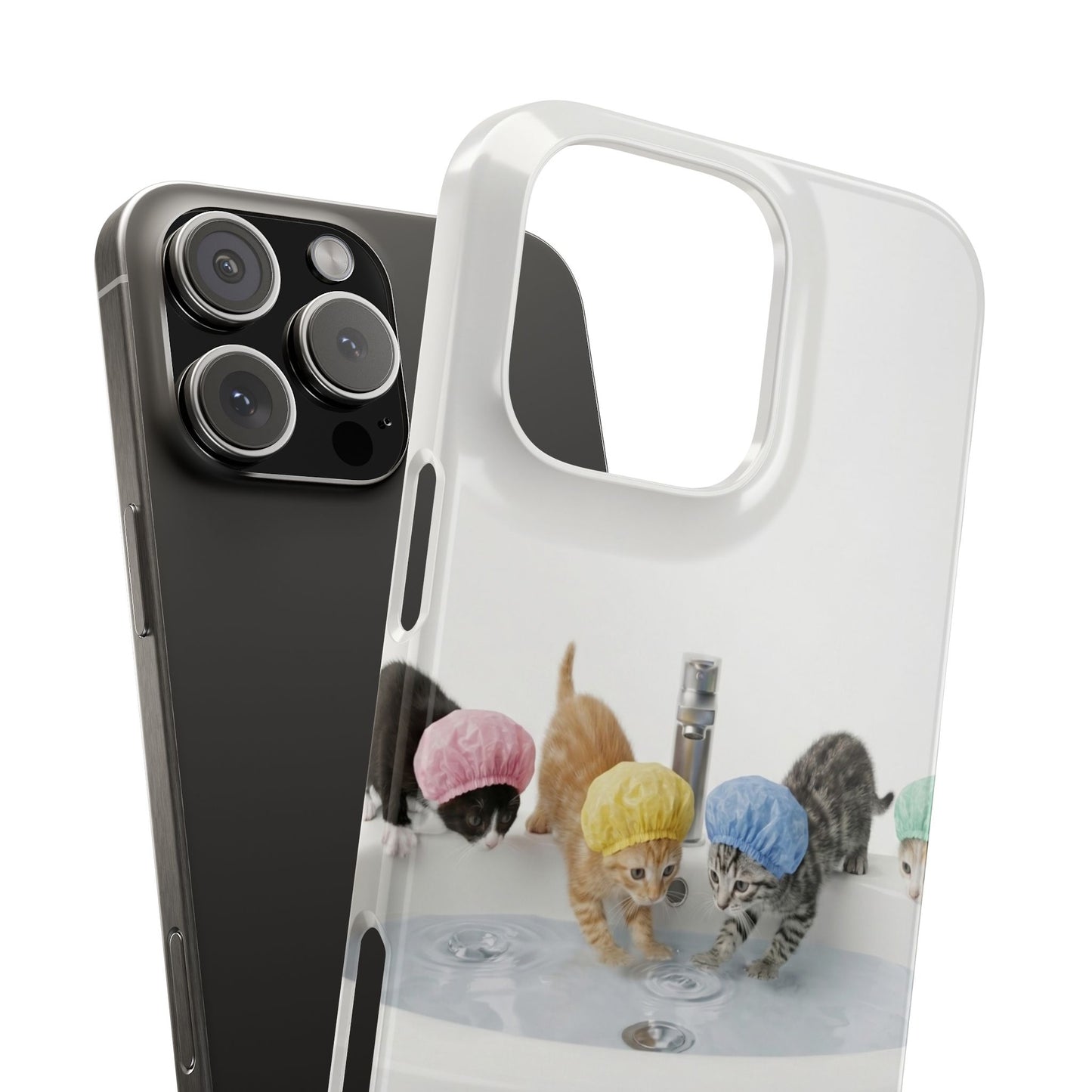 Slim Phone Case — Cute Kittens in Bathtub Design