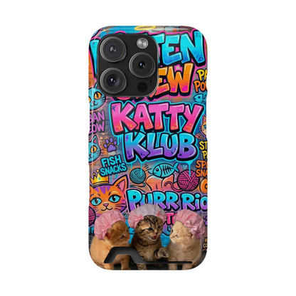 Cat Crew Katty Klub Phone Card Case — Cute Graffiti Kitten Wallet Phone Case