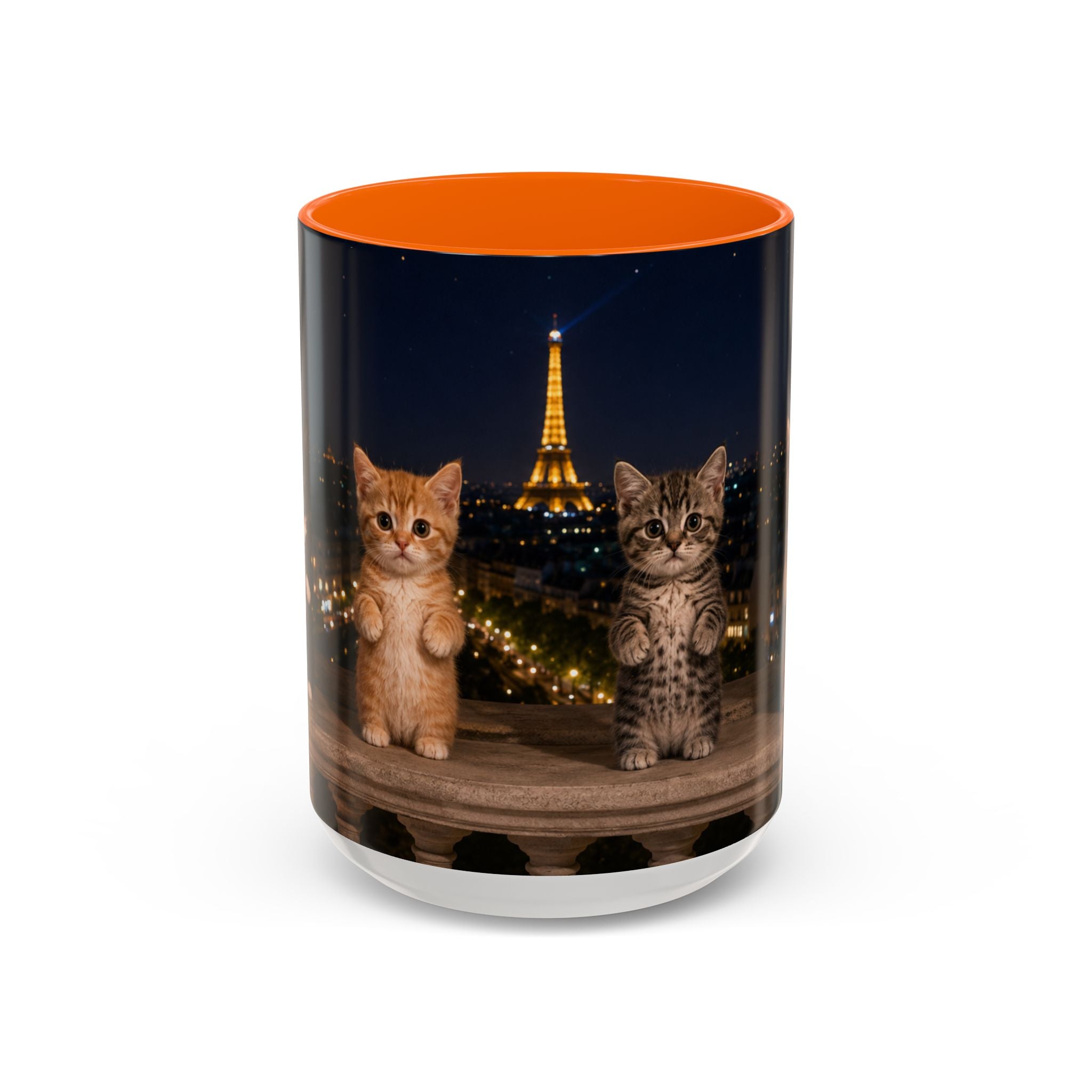Paris Kittens Coffee Mug — Cute Cat Nightscape Accent Mug (11/15 oz)