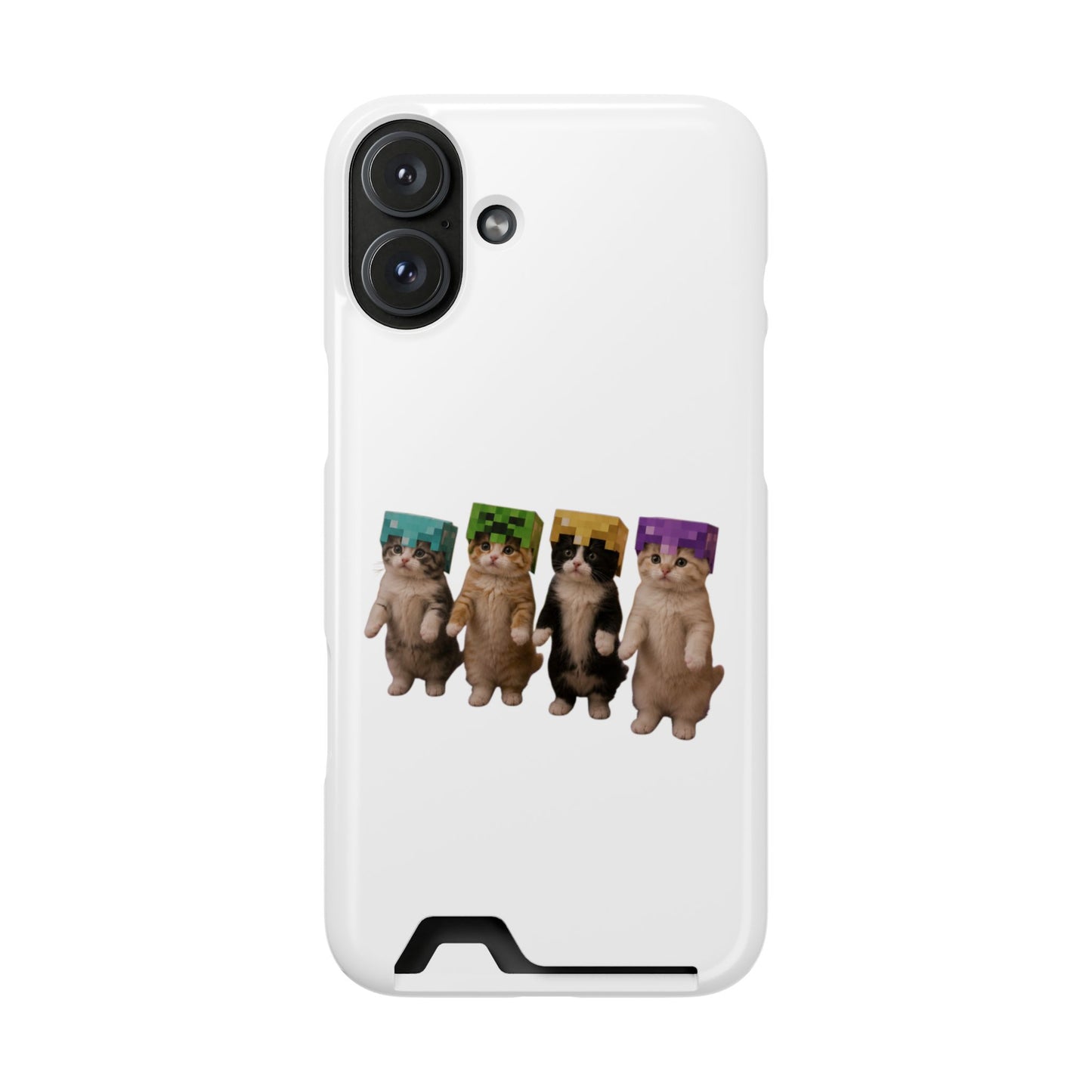 Minecraft Kittens Cat Phone Case with Card Holder