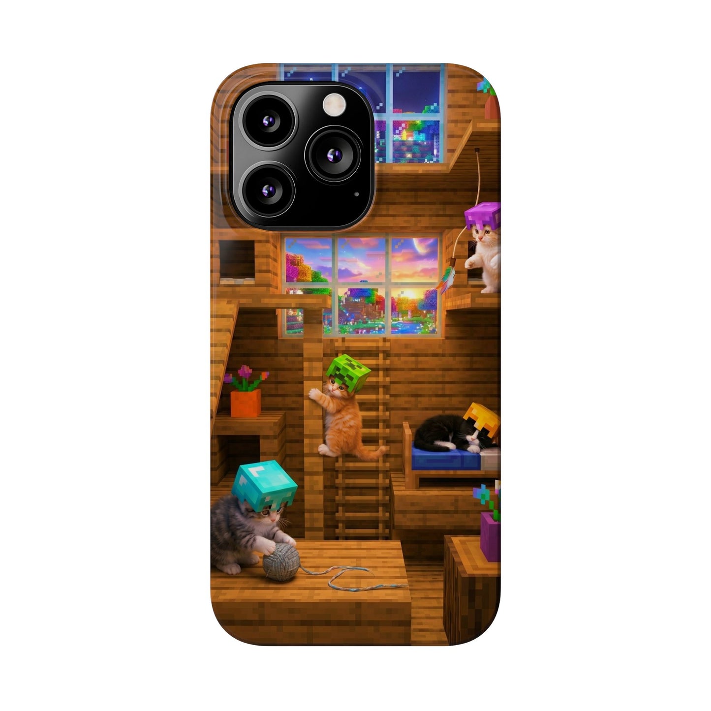 Minecraft Cozy Treehouse Slim Phone Case — Gamer Pixel Cabin Design