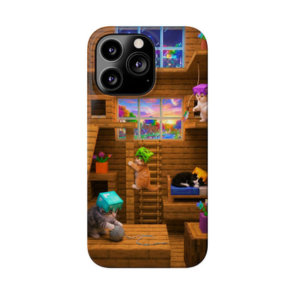 Minecraft Cozy Treehouse Slim Phone Case — Gamer Pixel Cabin Design