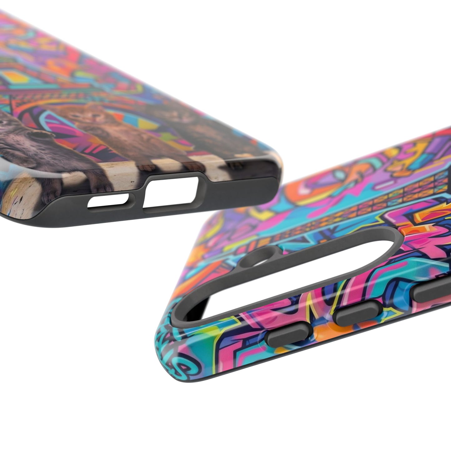 Cat Graffiti Eiffel Phone Case — Colorful Urban Parisian iPhone Cover