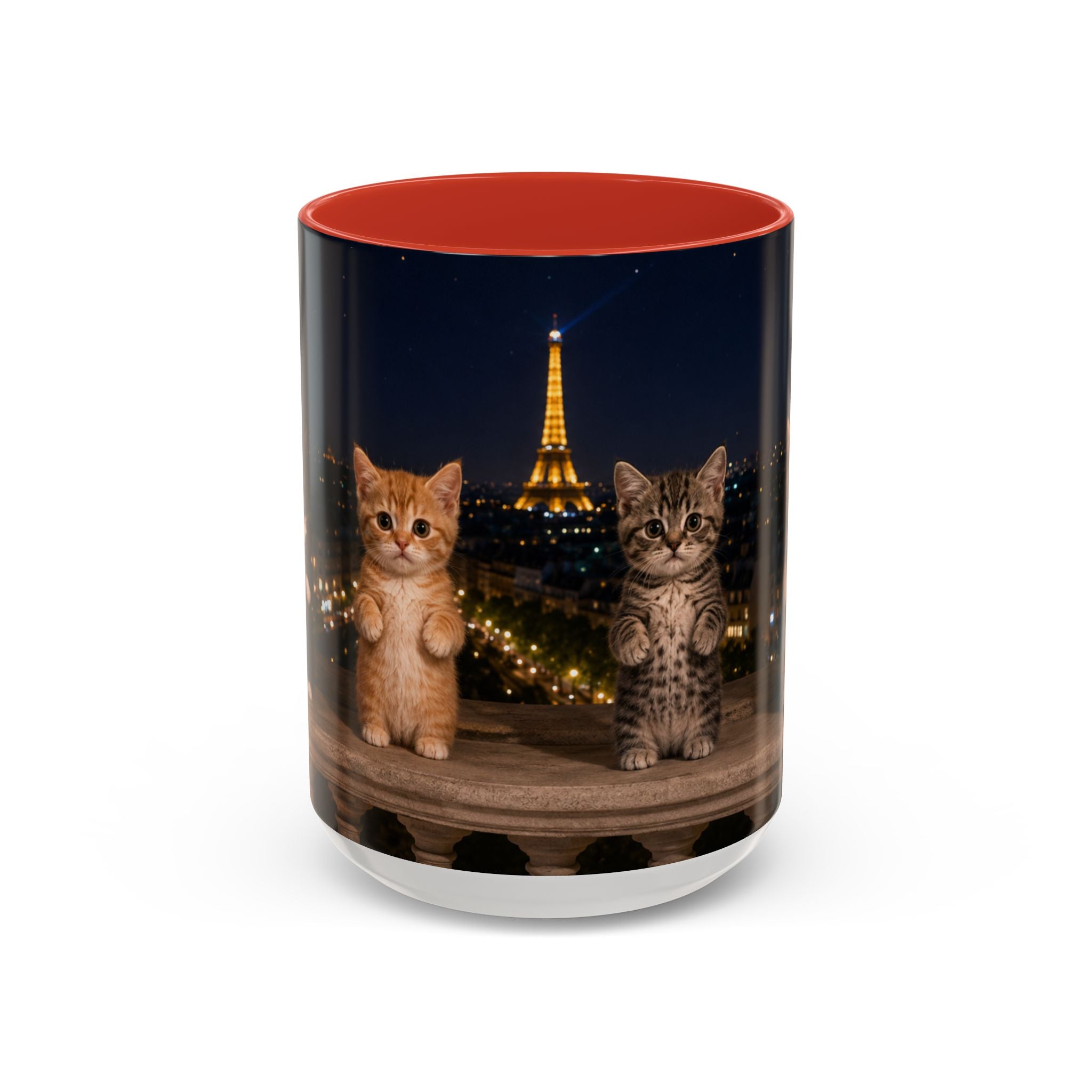 Paris Kittens Coffee Mug — Cute Cat Nightscape Accent Mug (11/15 oz)