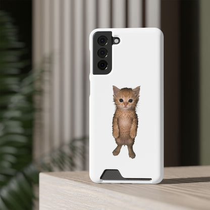 Cute Standing Kitten Phone Case with Card Holder
