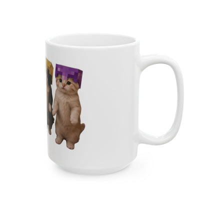 Cute Dancing Kittens Minecraft Helmet  Ceramic Mug (11oz & 15oz)