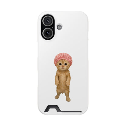 Cute Cat Shower Cap Phone Card Case