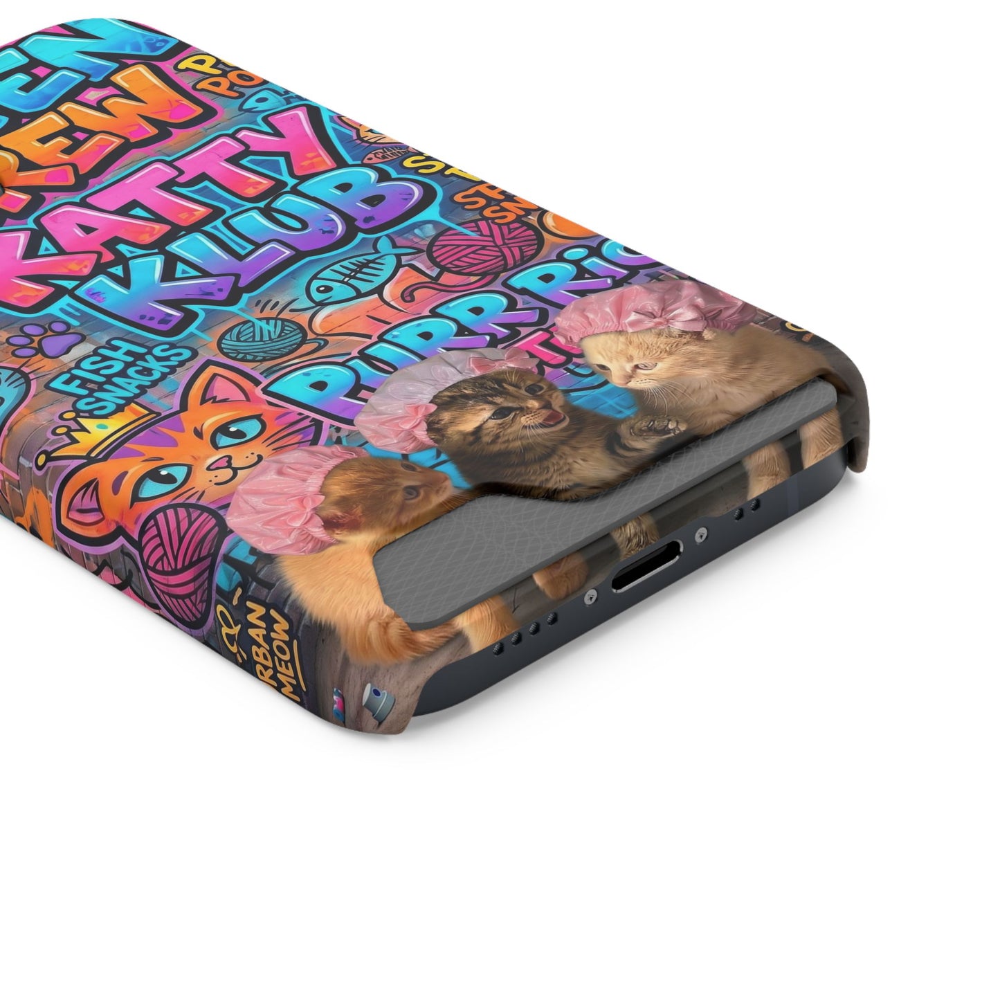 Cat Crew Katty Klub Phone Card Case — Cute Graffiti Kitten Wallet Phone Case