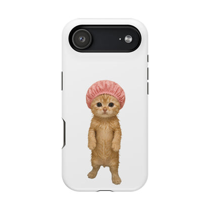 Cute Kitten in Shower Cap Magnetic Impact-Resistant Phone Case