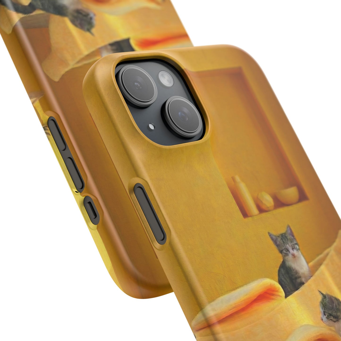 Cat Cozy Phone Case – Cute Kittens in Yellow Living Room Snap Case